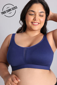 Zivame True Curv Single Layered Non Wired Full Coverage Minimiser Bra - Blue Depth — thumbnail 1